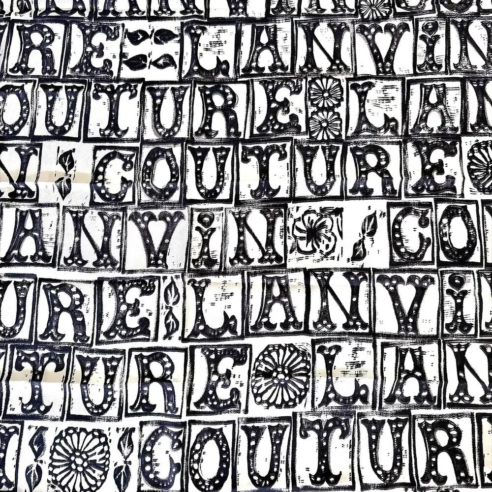 VINTAGE 1960S JEANNE LANVIN COUTURE SILK SCARF - BACK AND WHITE